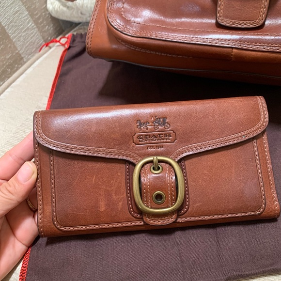 Coach Large Bleecker Burnished Leather British Tan Shoulder Bag - Picture 11 of 16